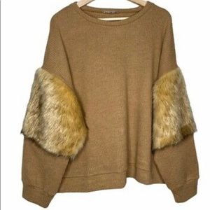 Zara Pullover Sweater w/ Fur Accents